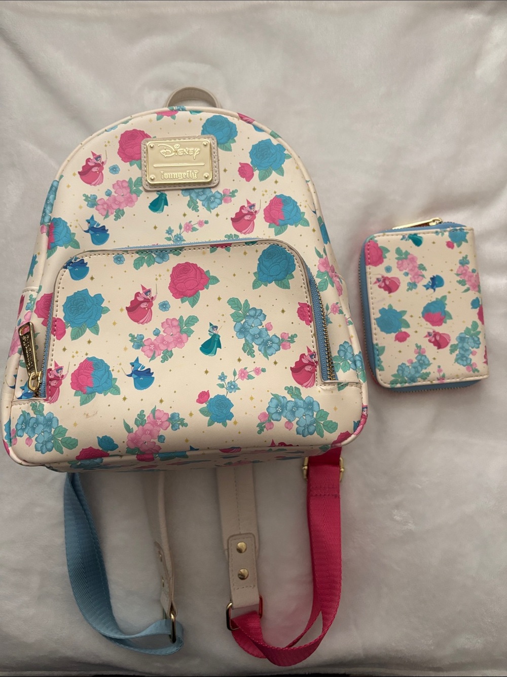 Loungefly sleeping beauty fairies mini backpack and match zip wallet